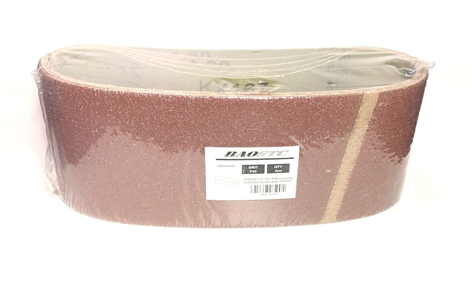 BAOSTC 4 x 24″ Sanding Belt 60 Grit Aluminum Oxide Sandpaper Belt – 5 PK