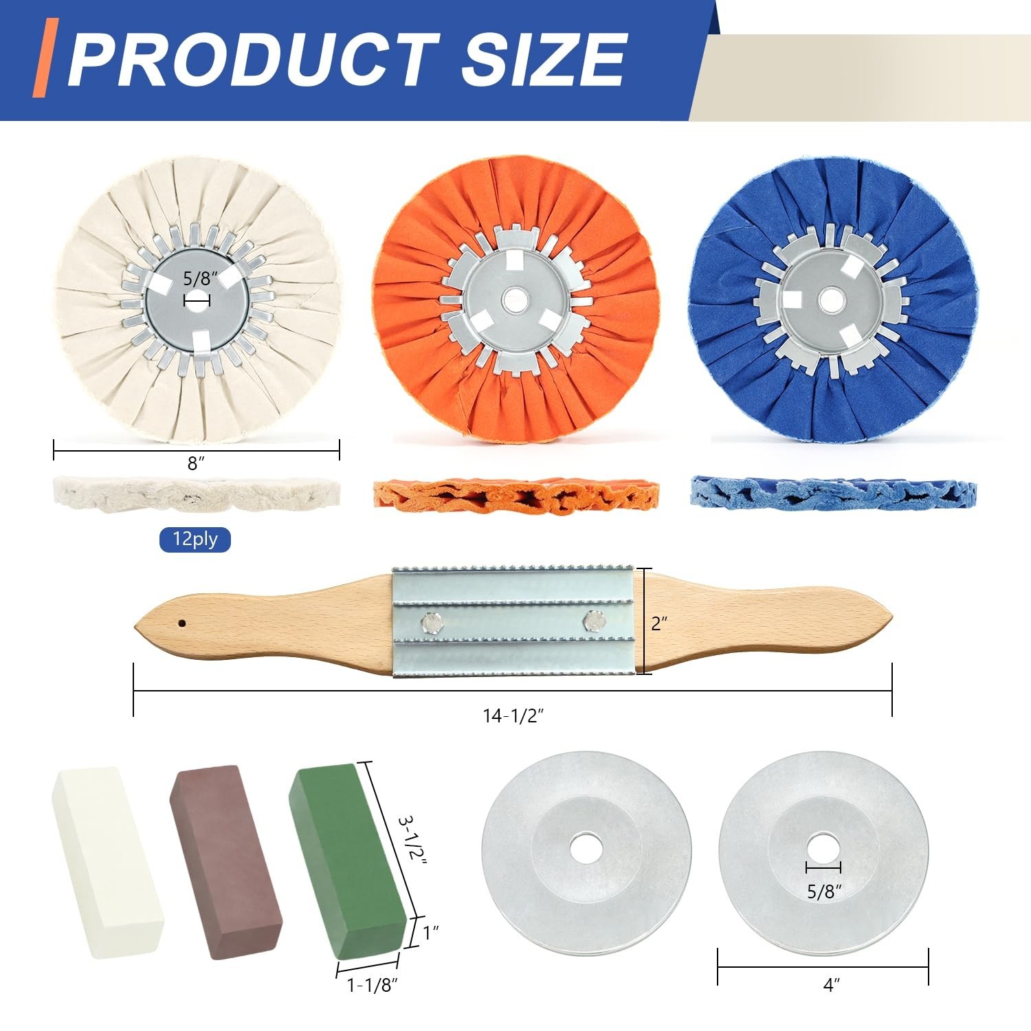 9 Pcs Airway Buffing Wheel Kit 8 Inch Polishing Wheel and Polishing Compound …