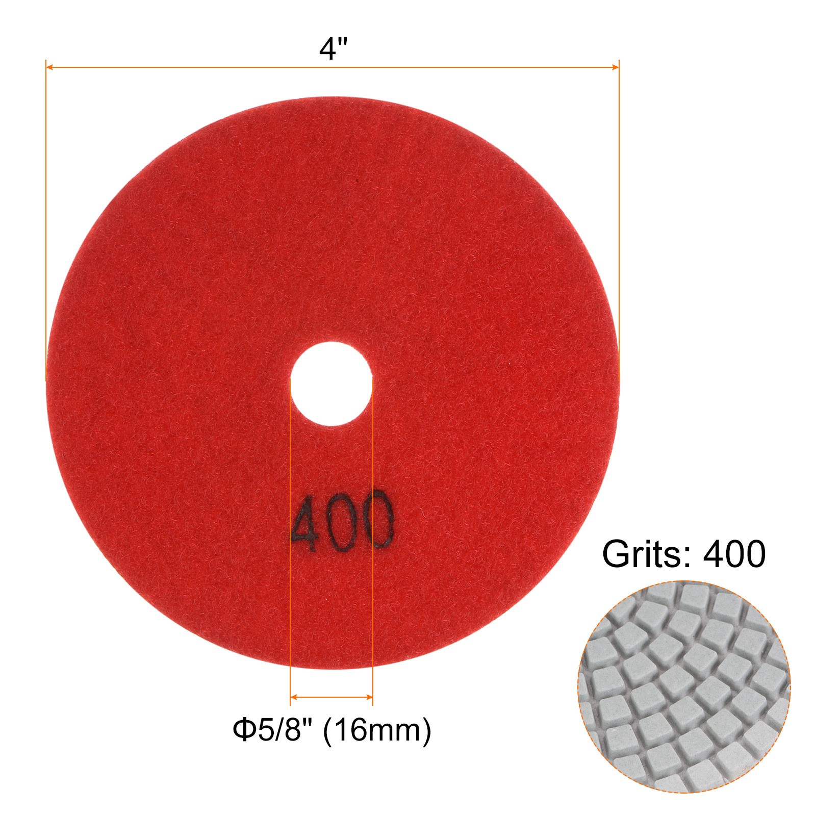 5pcs 4″ Grit 400 Diamond Polishing Pad Wet/Dry for Stone Concrete Marble Quartz