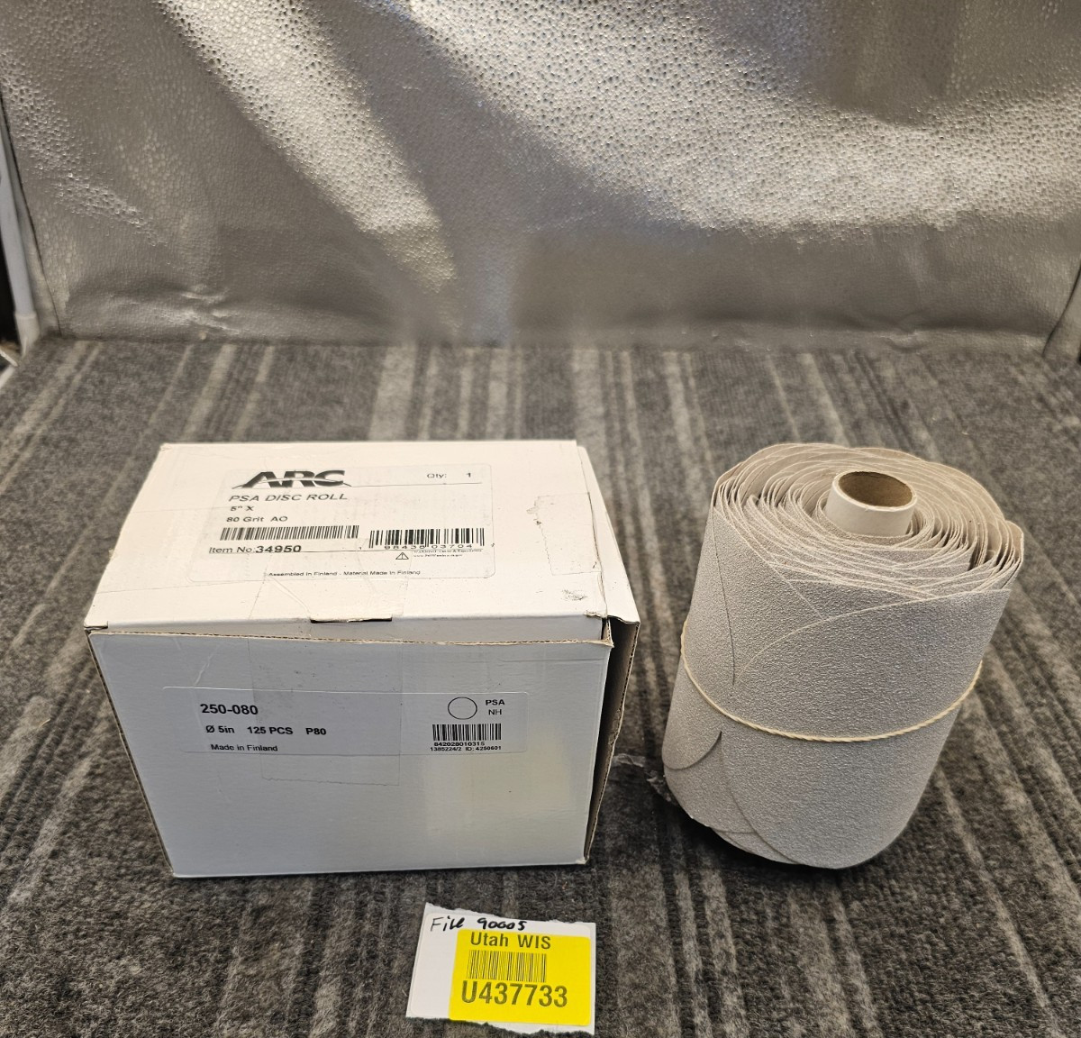 (125 Pieces) Arc Abrasives 34950 PSA Disc Roll 5″ x 80 GRIT AO 250-080 Sanding