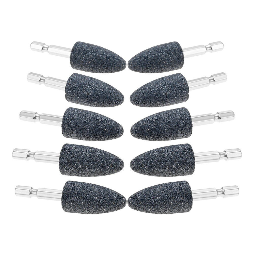 10Pcs Cone Shape Grinding Stone Aluminum Oxide For Die Grinder Other Rotary Tool