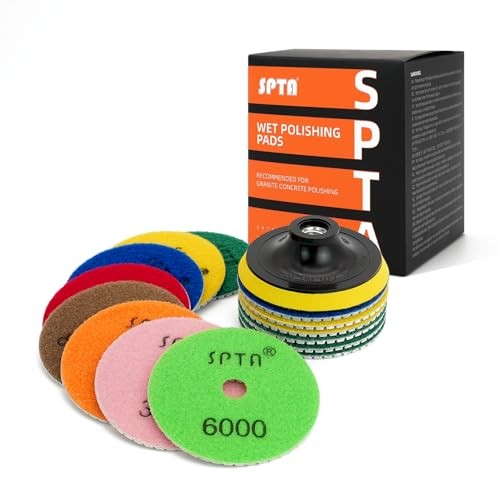 15pcs Diamond Wet Polishing Pads Set, 4 inch, White, 50#-6000#, For Granite,