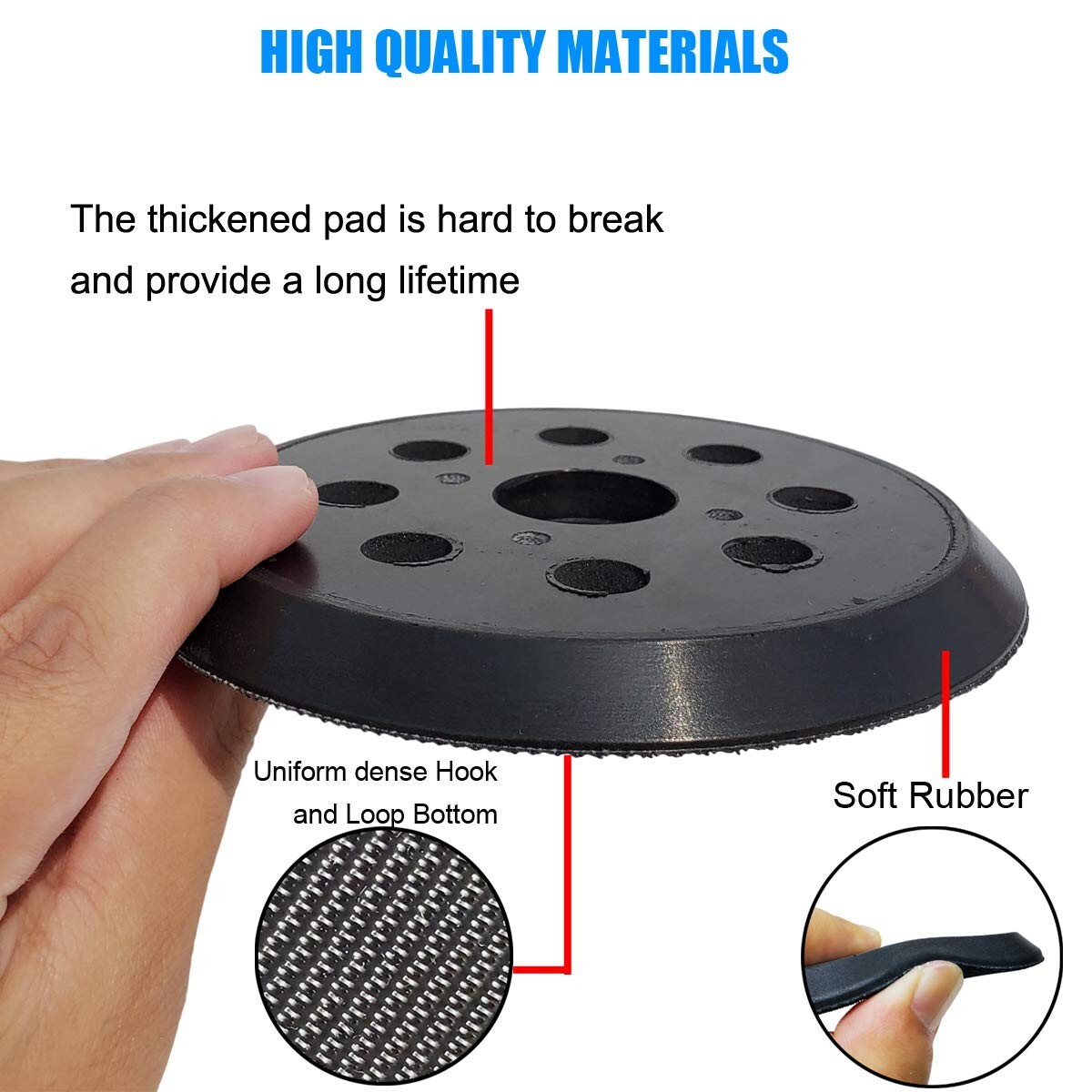 5″ Sander Pad For Ryobi Sander 5 Inch 8 Hole Hook And Loop Replacement 180 Grit