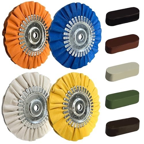 8″ Buffing Wheel Kit – 9Pcs Aluminum Polishing Set, 5/8″ Arbor, Angle Grinder Co