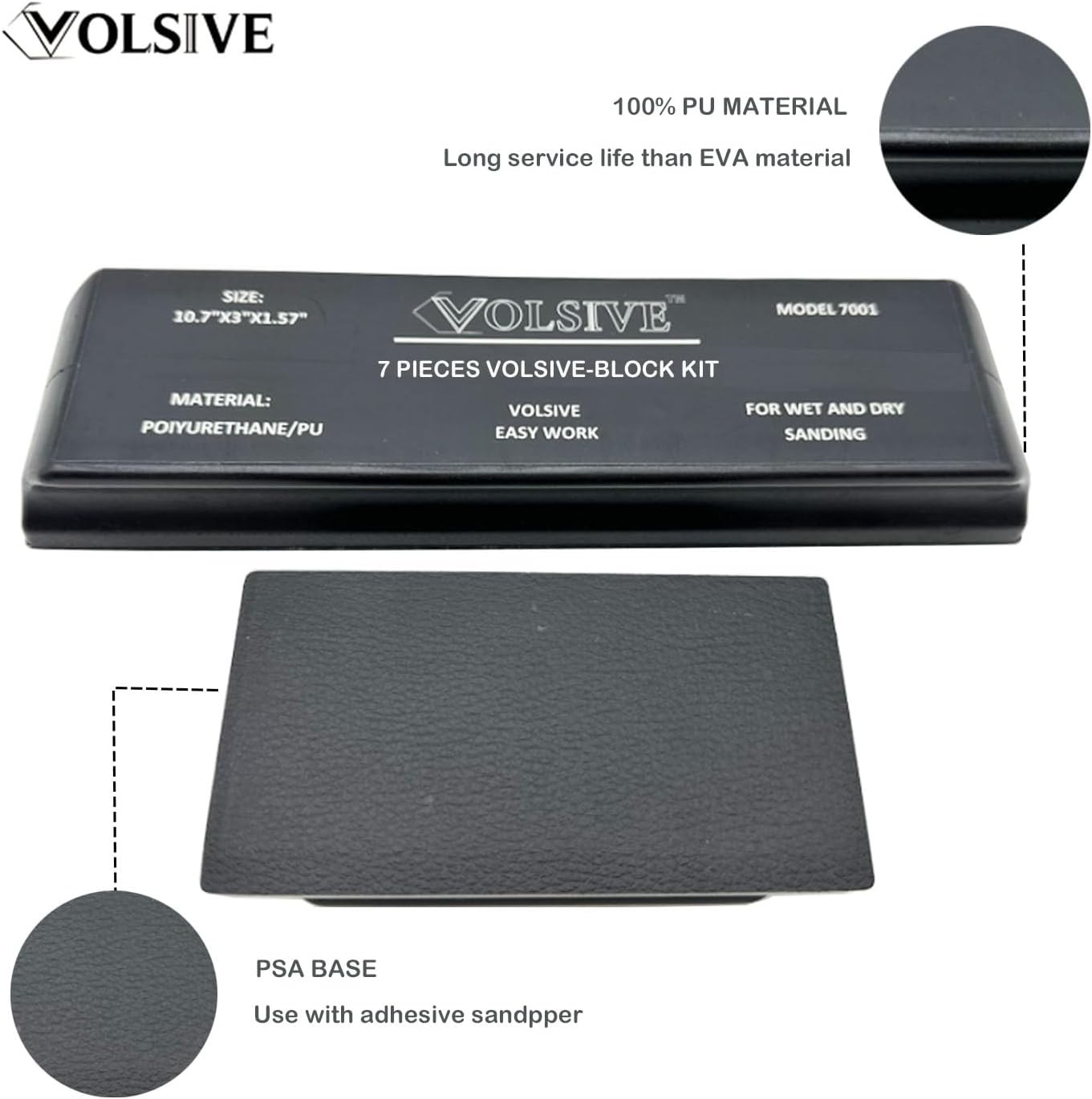 Hand Sanding Block Set of 7,PSA Base Auto Body Sanding Block Kit with Long Panel
