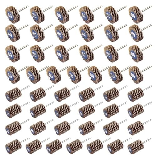 Flap Wheel Set 50 Pcs 1/8 Shank 80 Grit Rotary Tool Sanding Polishing Deburring