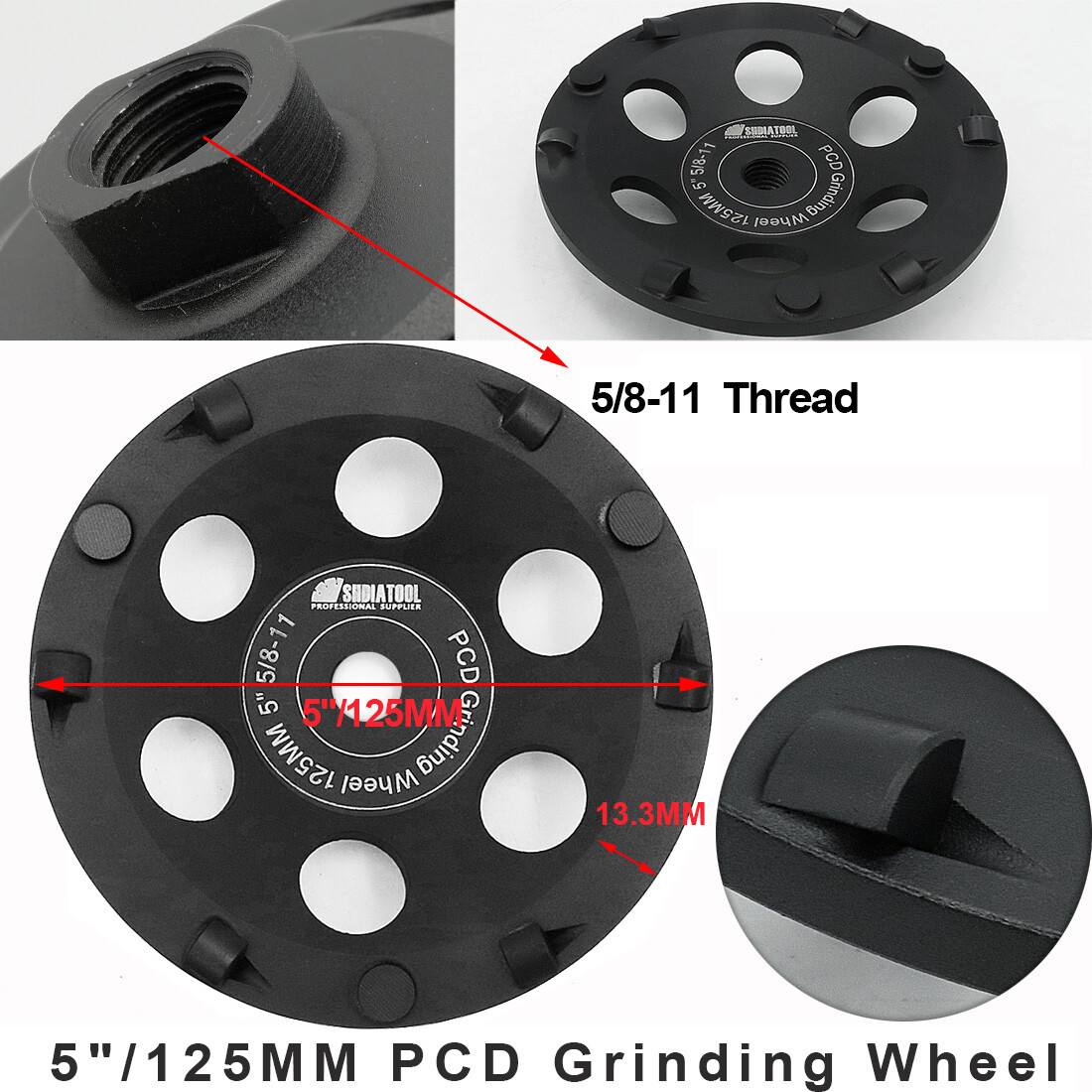 5″ PCD Grinding Cup Wheel Polycrystalline Diamond Grinding Disc Wheel 5/8-11