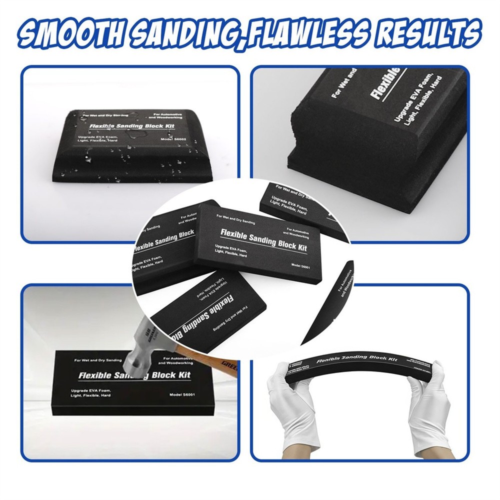 12PCS Sanding Block Kit Flexible EVA Foam Wet or Dry for Automotive or Woodwork