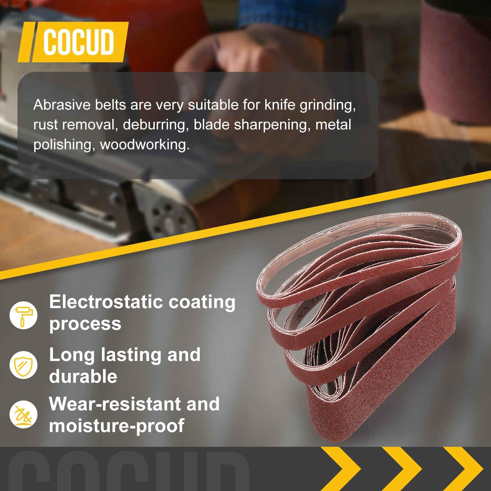 CoCud 4 x 21 Inch Sanding Belt, 24 Pcs 4 x 21 Inch(40/60/80/100/120/240 Grit）