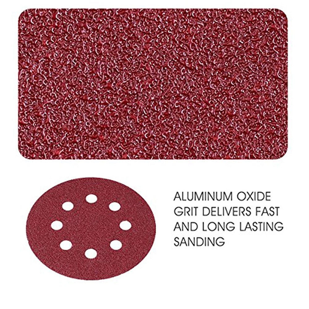 100-PACK 5/6 inch Sanding Discs 8-Hole Hook Loop Sander Orbital Sandpaper 40-800