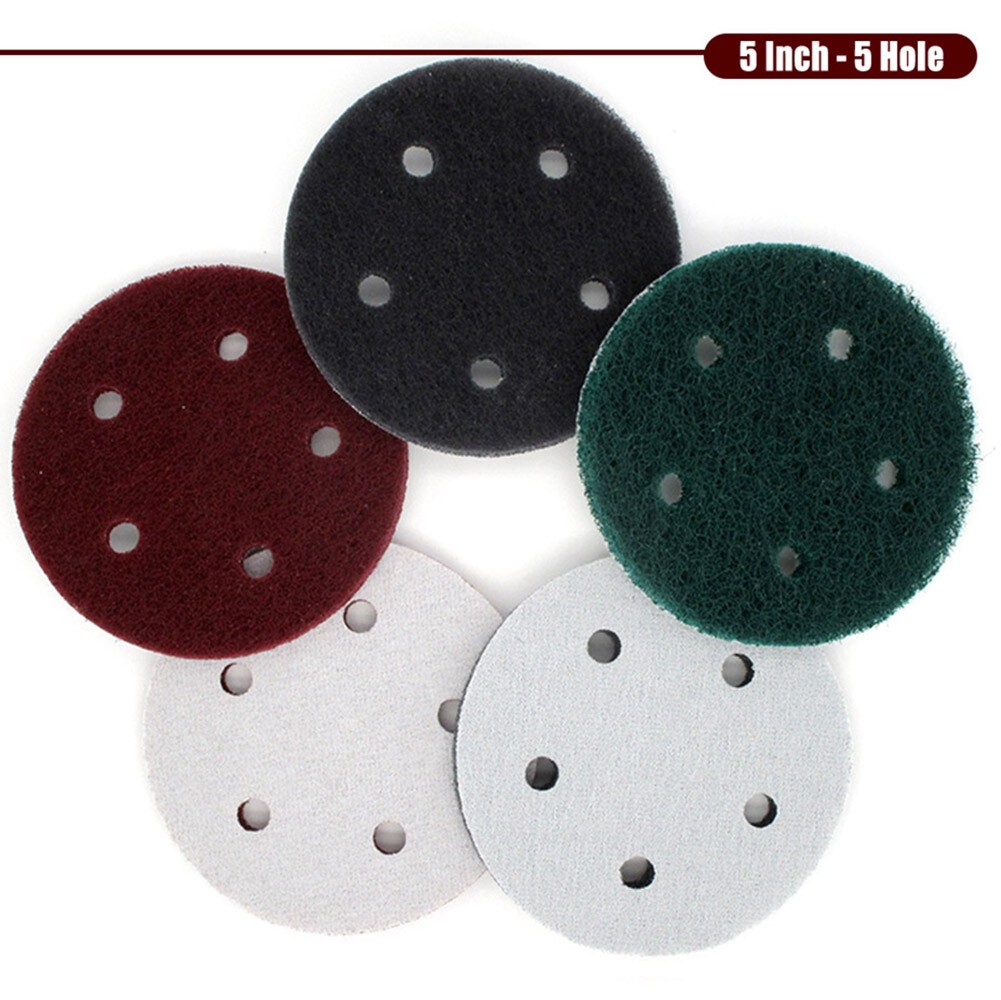 125mm 5 Hole/6 Hole Nylon Fibre Pads Hook & Loop Abrasive Cleaning Scouring Pad
