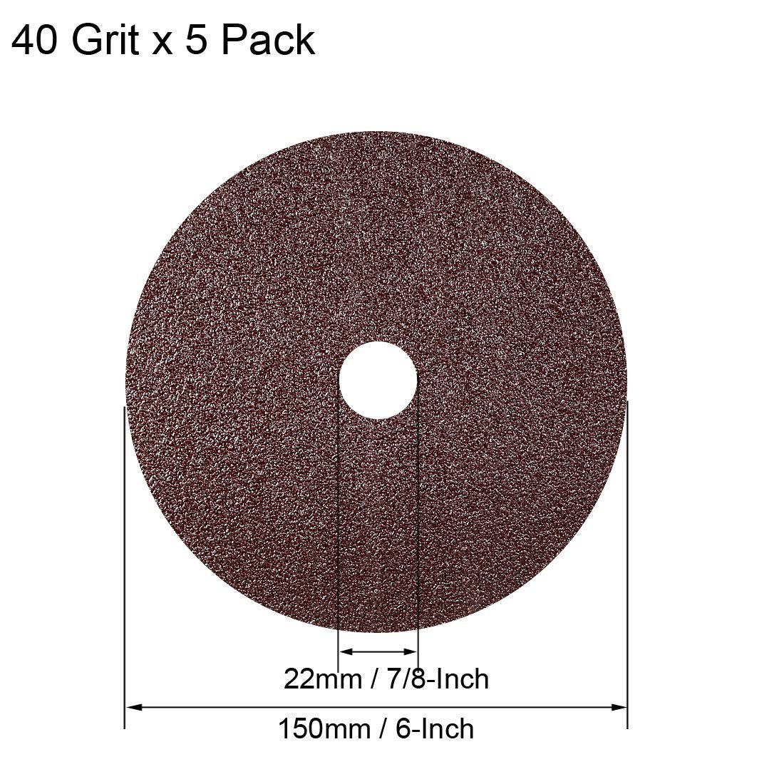 uxcell 6-Inch x 7/8-Inch Aluminum Oxide Resin Fiber Discs Center Hole 40 Grit…