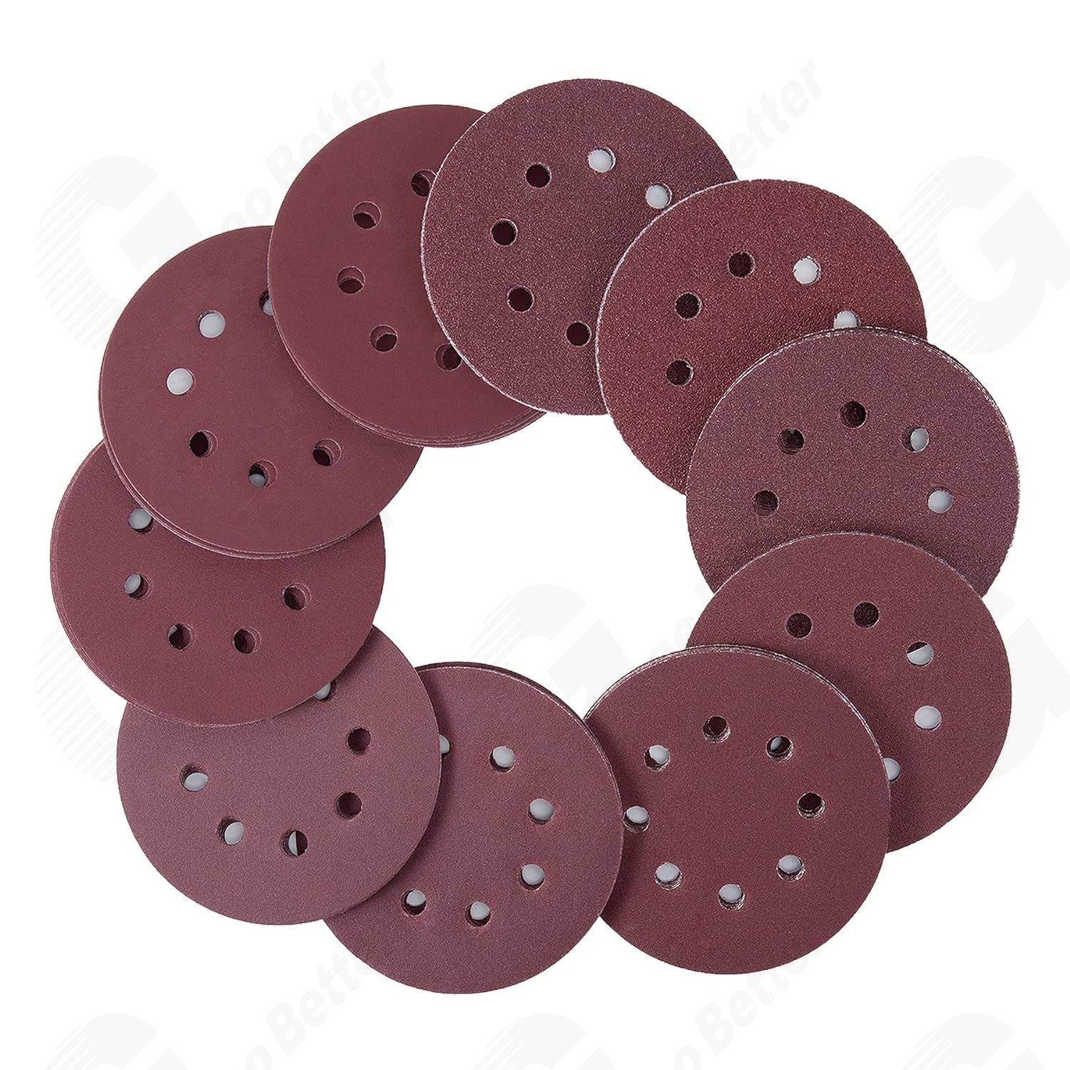 150Pcs 5inch Sanding Discs 40-240 Grit Set Hook Loop 8-Hole Orbital Sander Paper