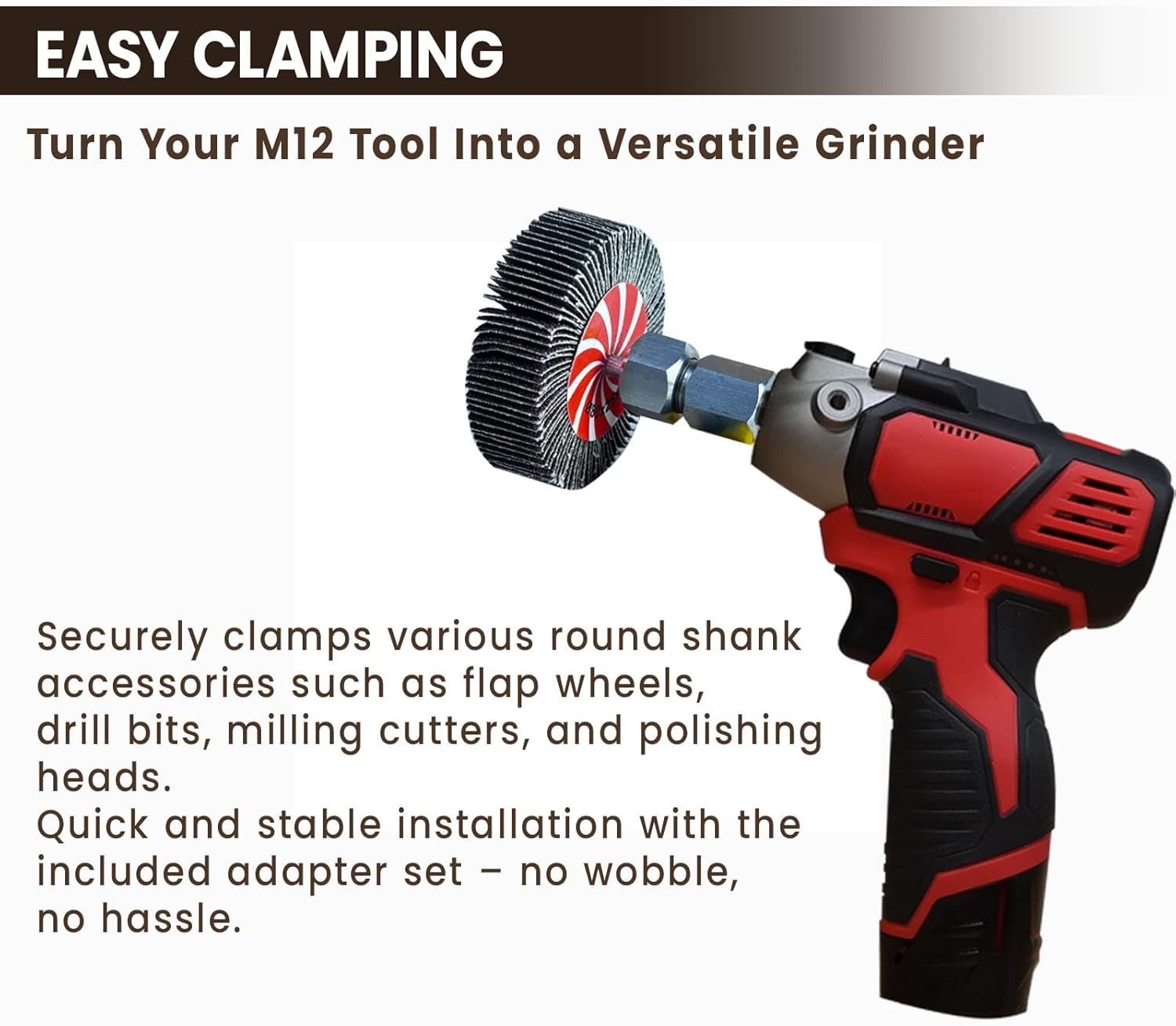 M9 Threaded Collet Adapter for Milwaukee M12 Polishers or Sanders, Includes 1/4″