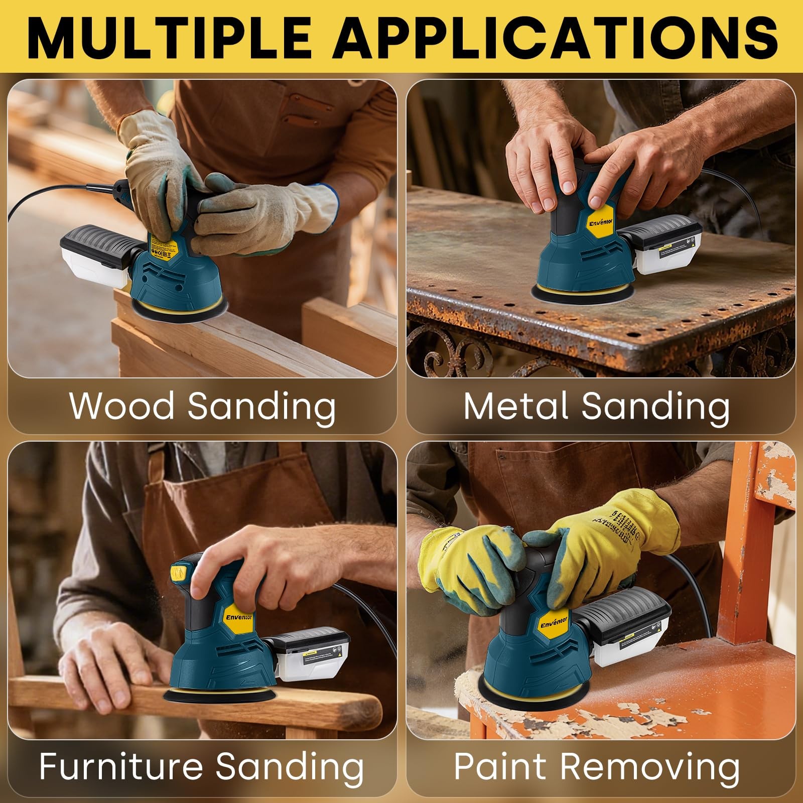 Enventor 2.5A Random Orbital Sander, 300W 5-Inch Electric Sander