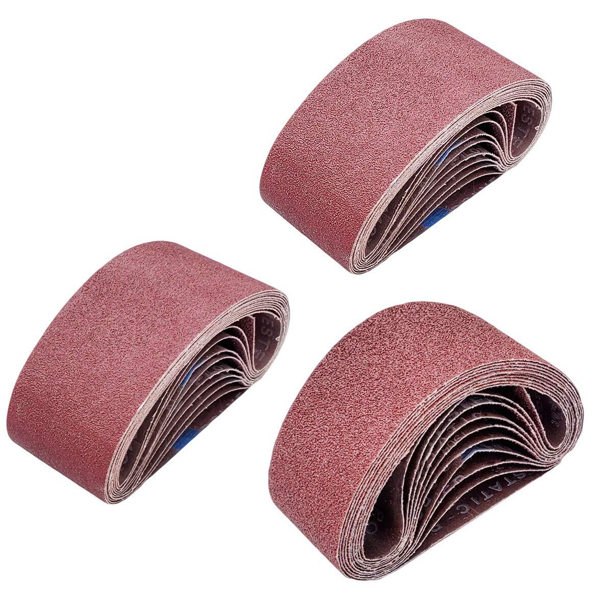 15 Pcs 2.5 Inch X 16 Inch Sanding Belts 5 Each Of 40 80 120 Grit Aluminum Oxide