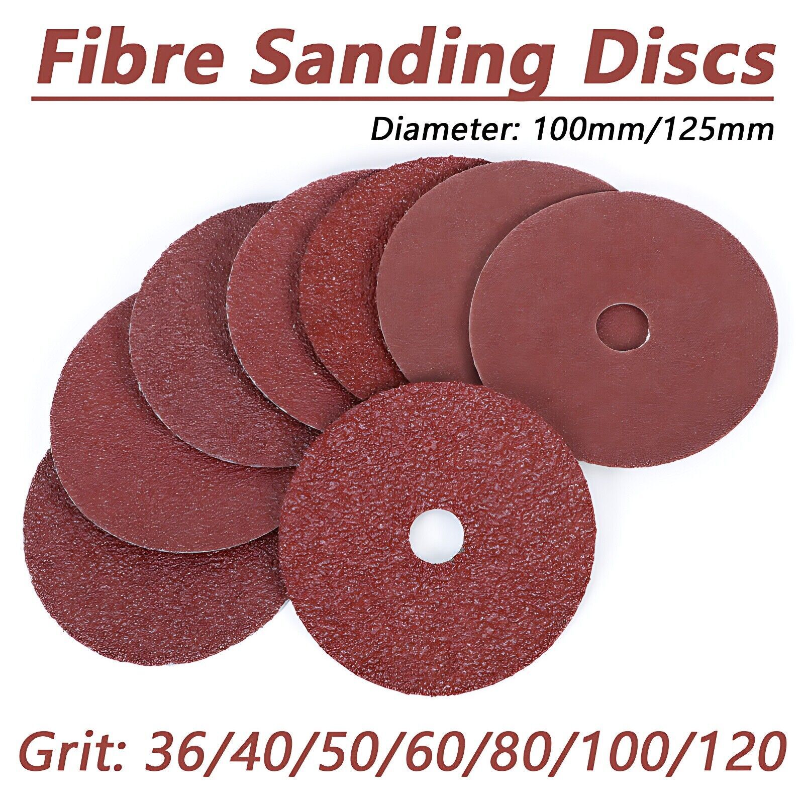 Fibre Sanding Discs 36-120 GritAbrasive Backing Pad Angle Grinder 100mm 125mm