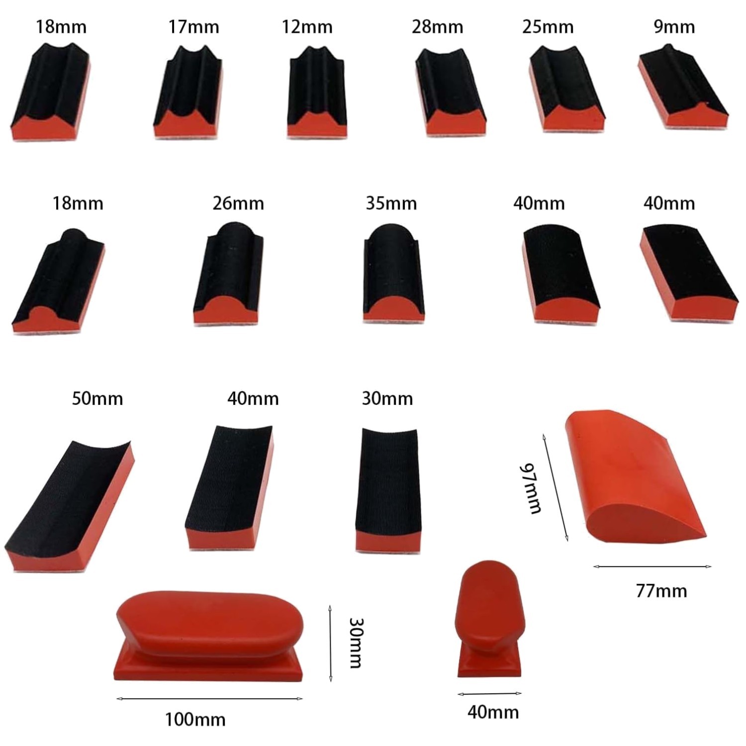 16-Piece Hand Sanding Block Set, Assorted Shapes
