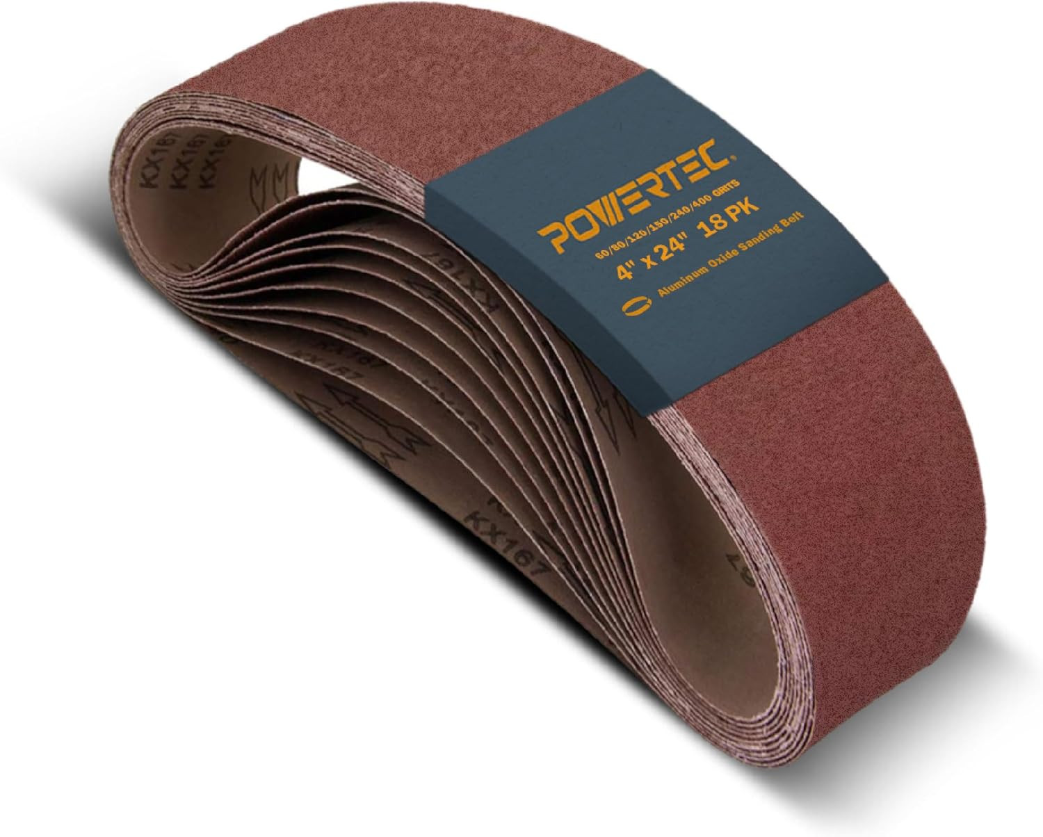 4 X 24 Inch Sanding Belts, 18 PK, 3 Each of 60 80 120 150 240 400