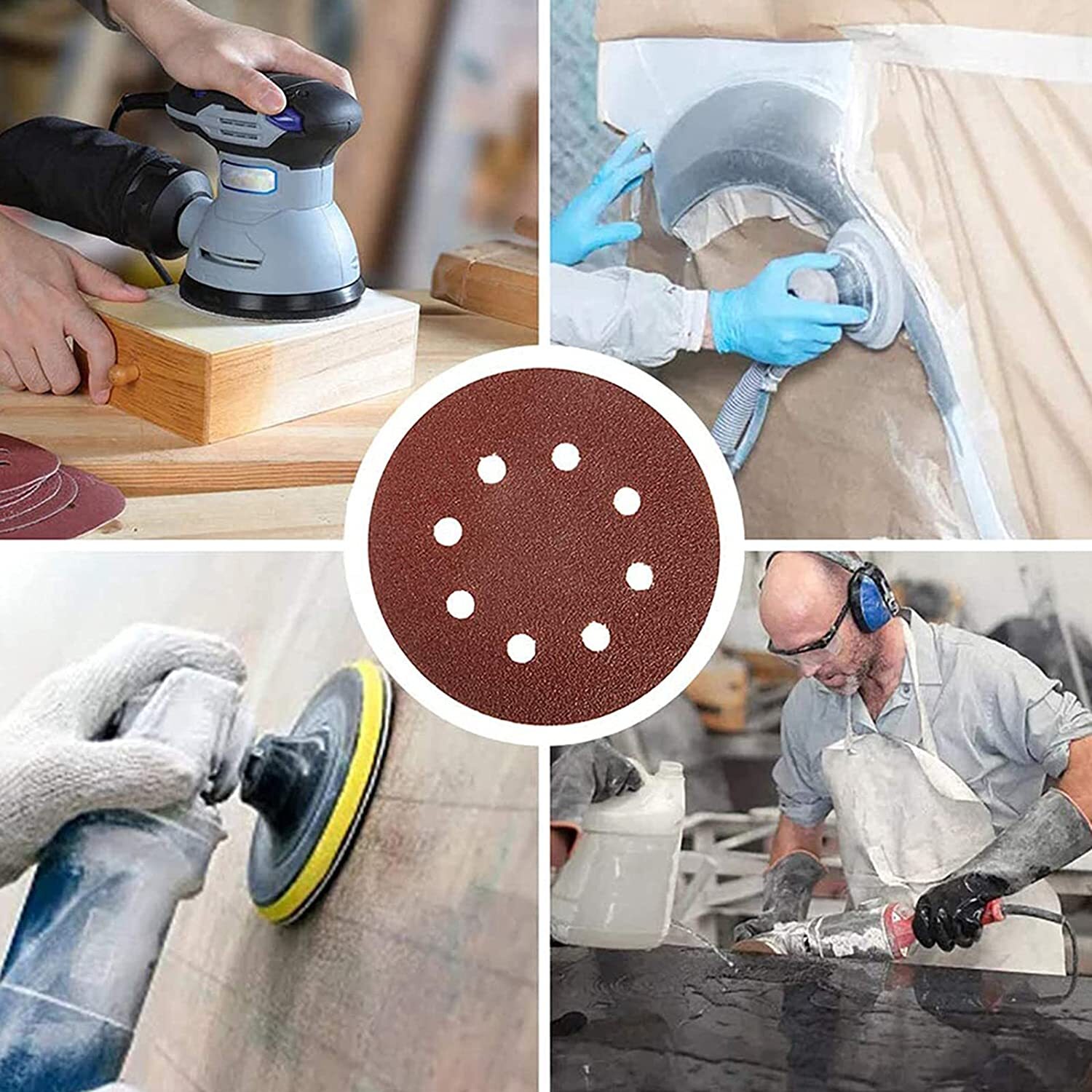 72PCS 5 in 8-Hole Sanding Discs 40-320 Grit Hook Loop Orbital Sander Paper Pads