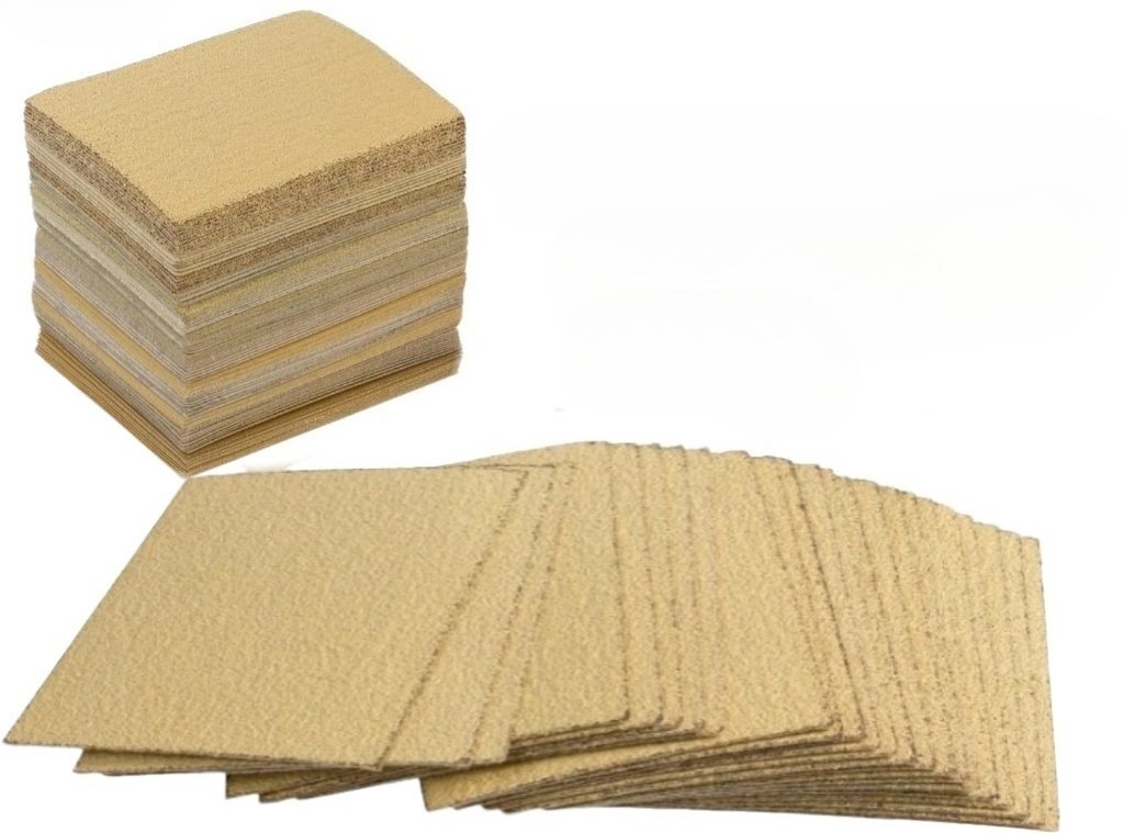 200PCS 5.5″x4.5″ Hook&Loop 1/4 Sanding Sheets, P40 Aluminum Oxide for Wood Metal