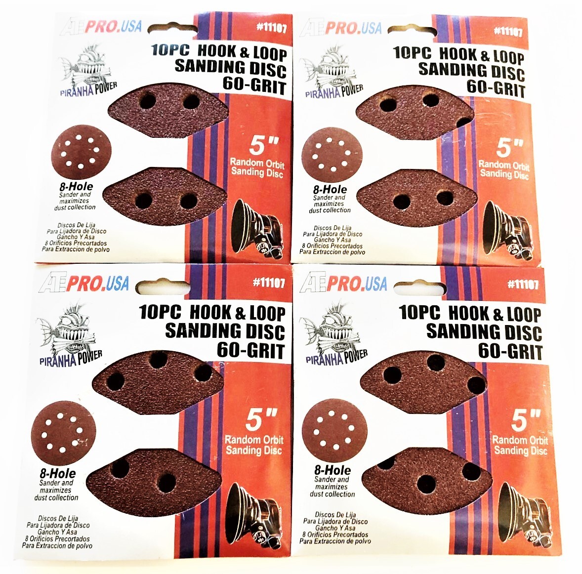40 ATE PRO 5″ HOOK AND LOOP 8 HOLE SANDING DISCS 60 GRIT ORBITAL SANDER #11107