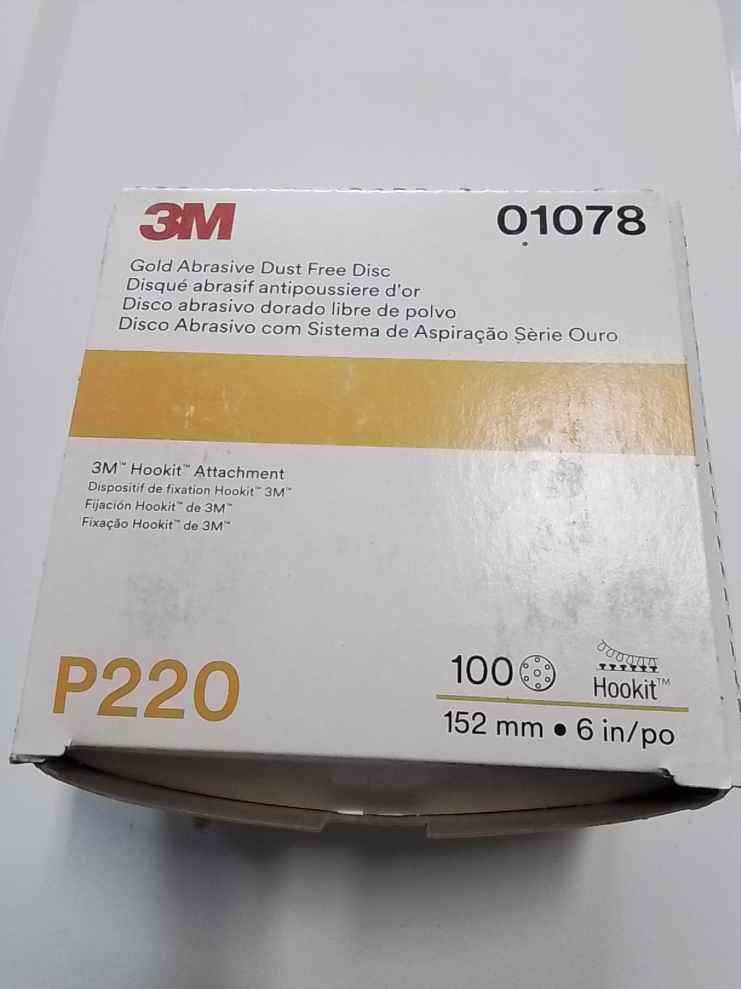 3M Hookit Gold Disc Dust Free 216U, 01078, 6 in, P220, 100 discs