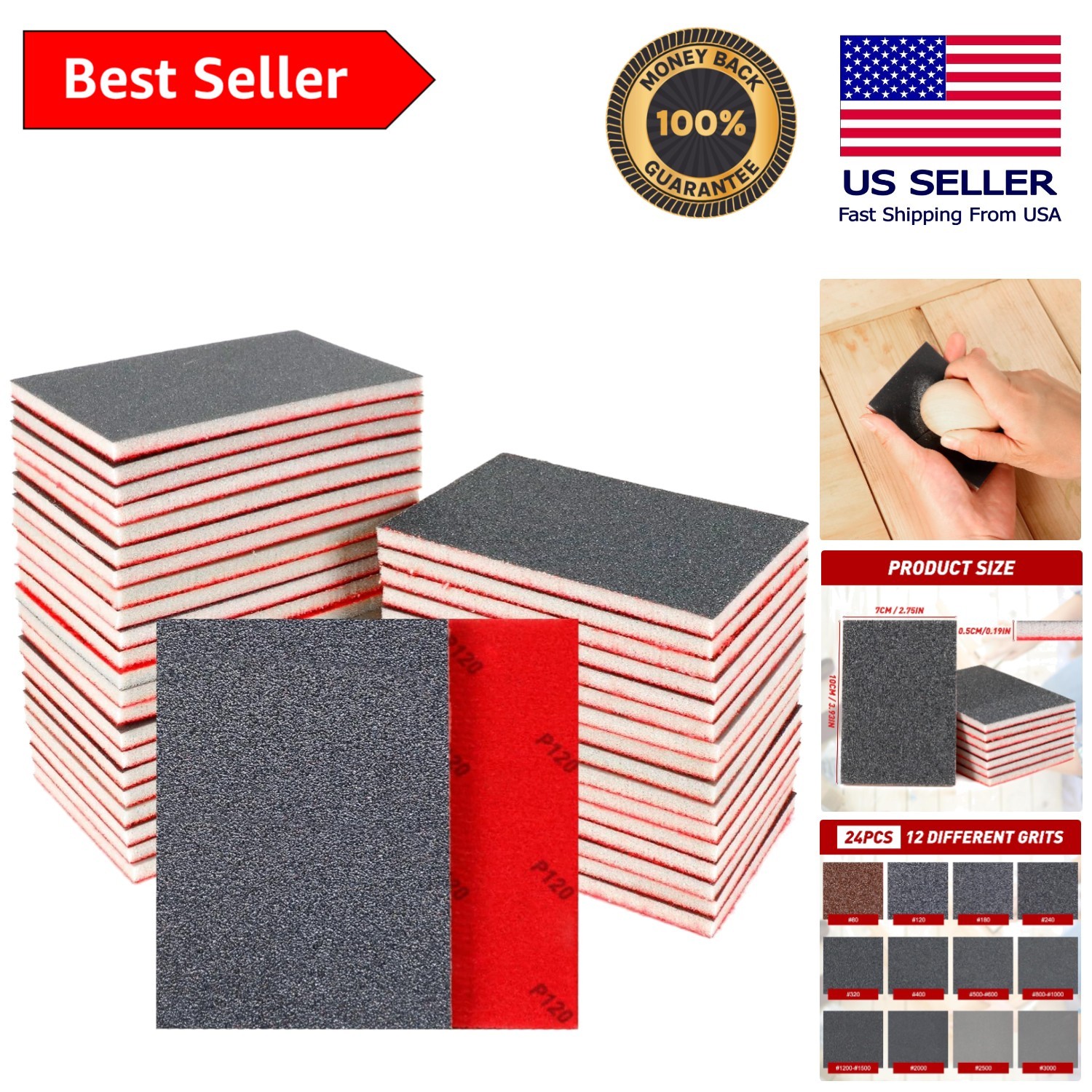 Ergonomic Sanding Blocks Set – 80-3000 Grit for Smooth Finishing on Any Surface