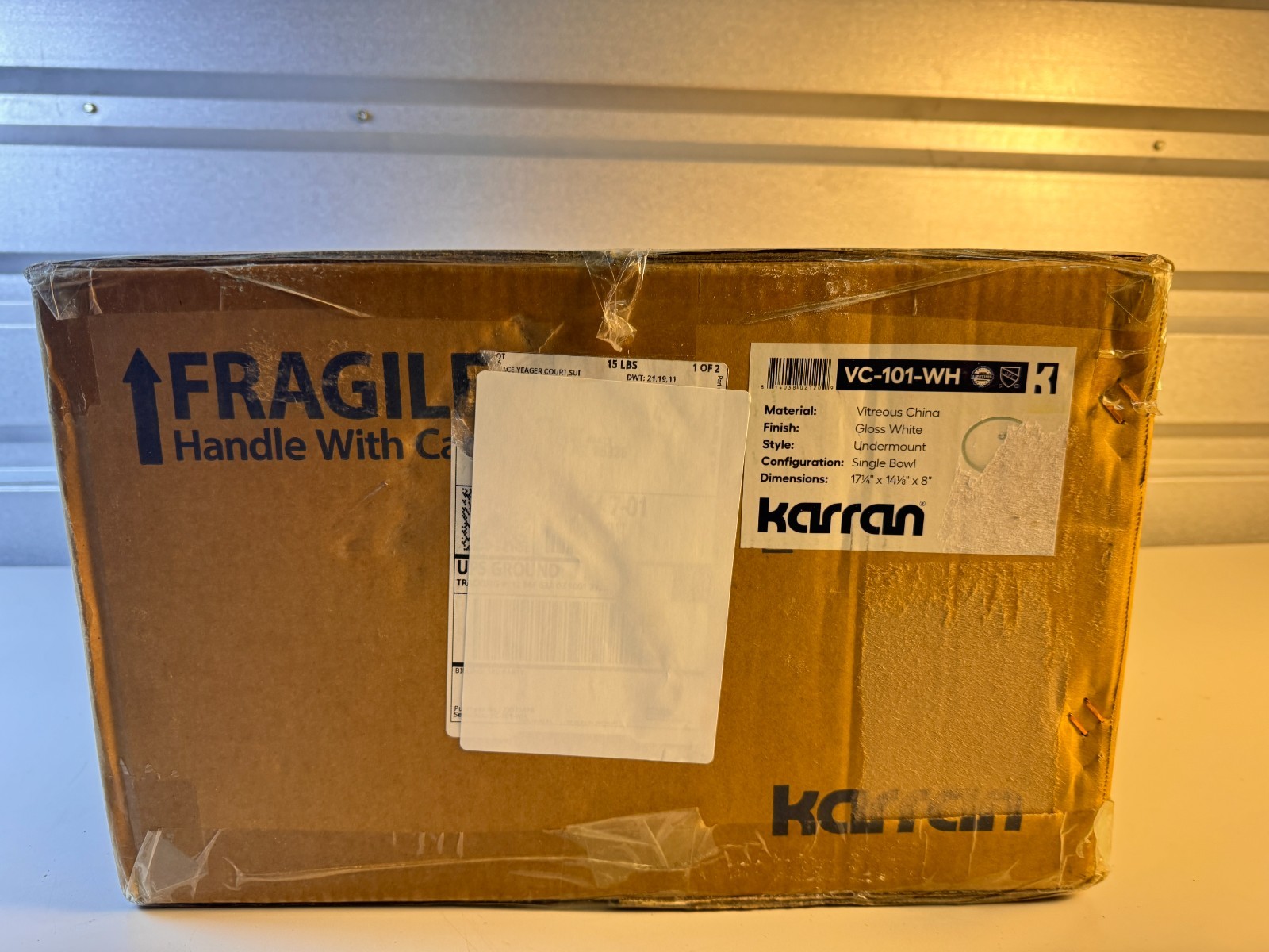 Karran Valera VC-101-WH Undermount Bathroom Sink White 17 x 14 in