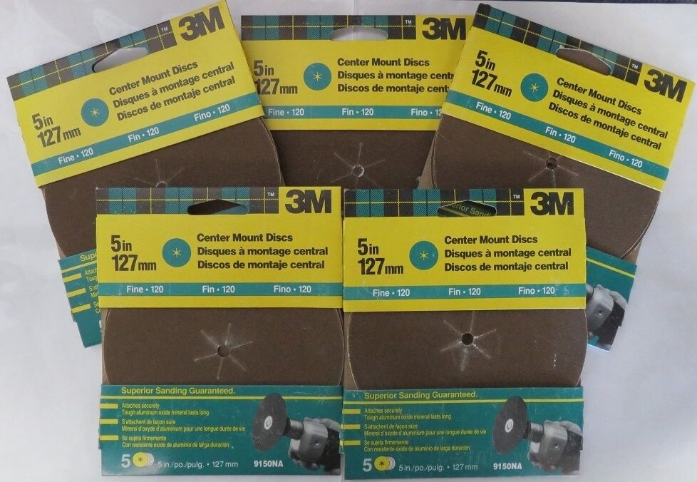 3M 5inch Fine Center Mount Discs 9150NA 5 Packs