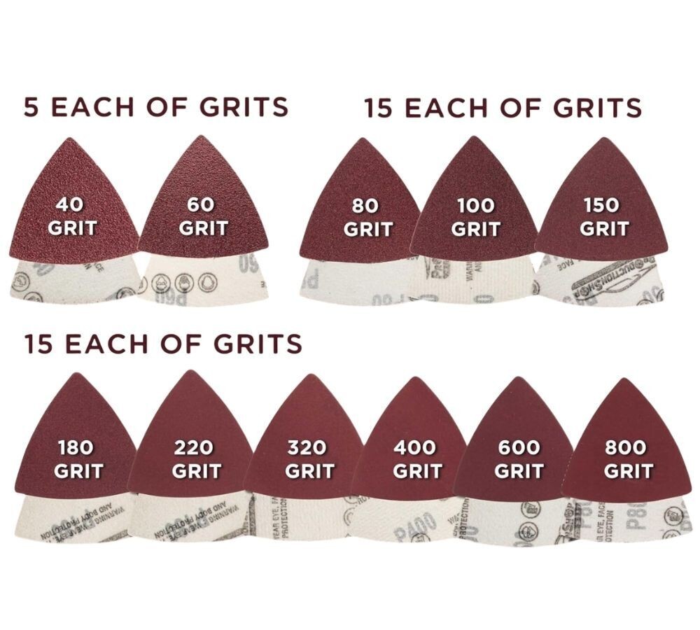 160 Pack Triangle Mouse Detail Sander Sandpaper Sheet Variety Pack Grits, Oxide