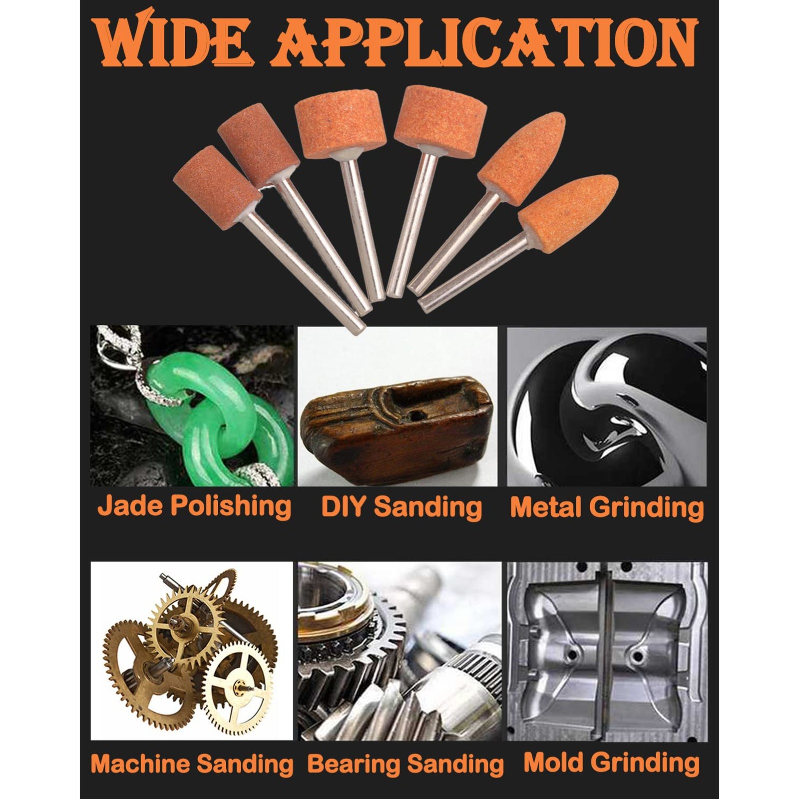 60 Pack Grinding Stone Set 1/8″ Shank, Sanding Drill Bit for Rotary Tool Flap Wh