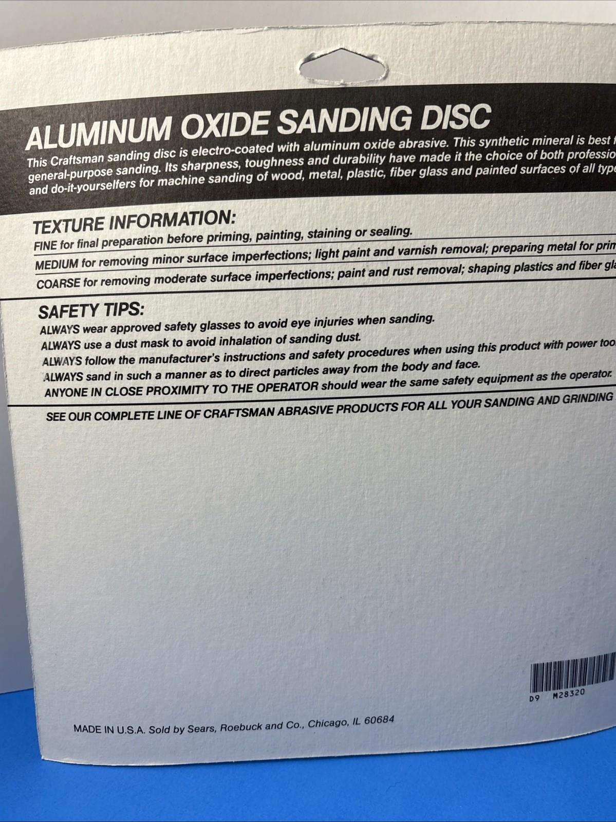 CRAFTSMAN PKG of 4 – 9” Aluminum Oxide Sanding Disc 150 Grit Fine No Cntr Hole