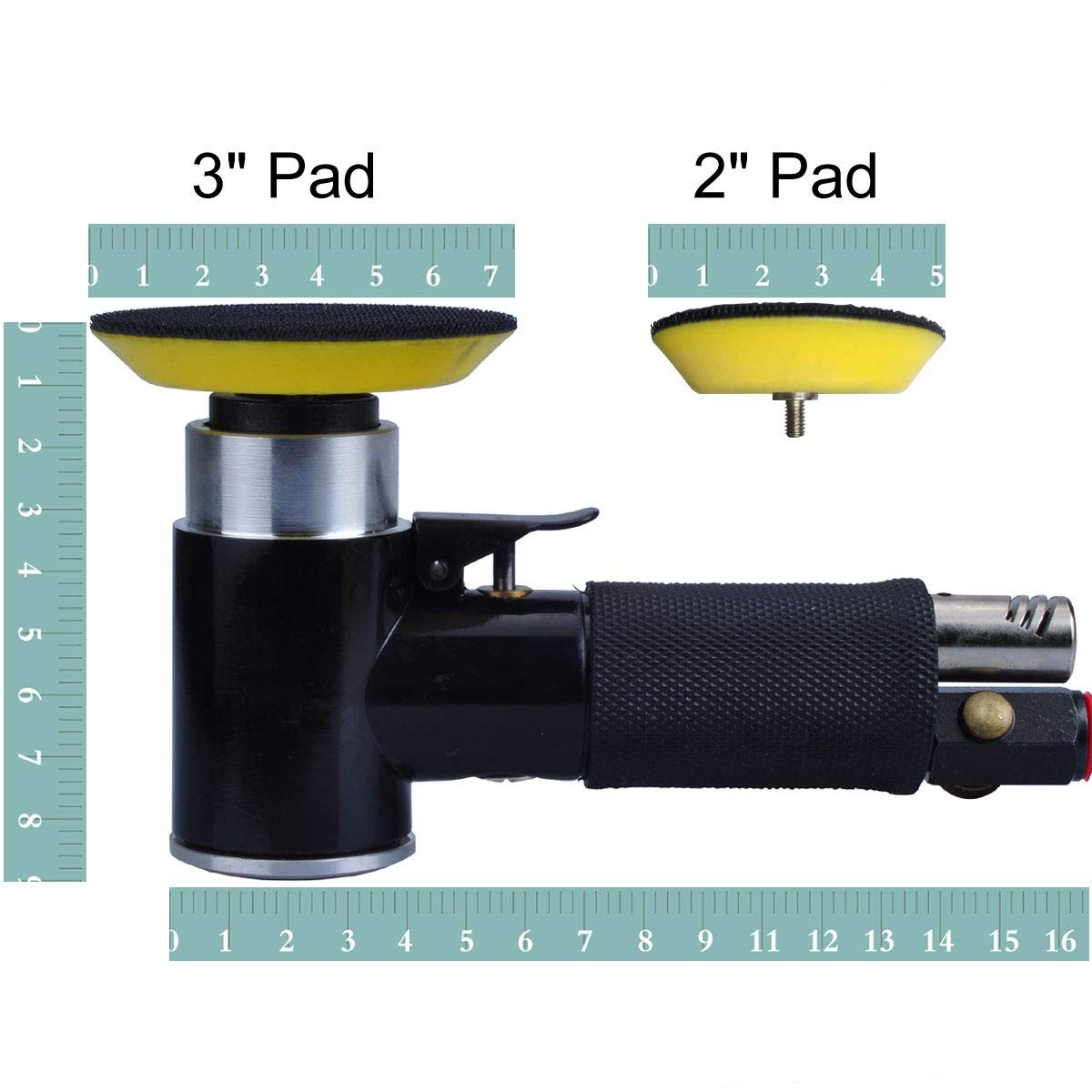 2″ & 3″ Dual Action Mini Air Sander, Random Orbital and pad, Black
