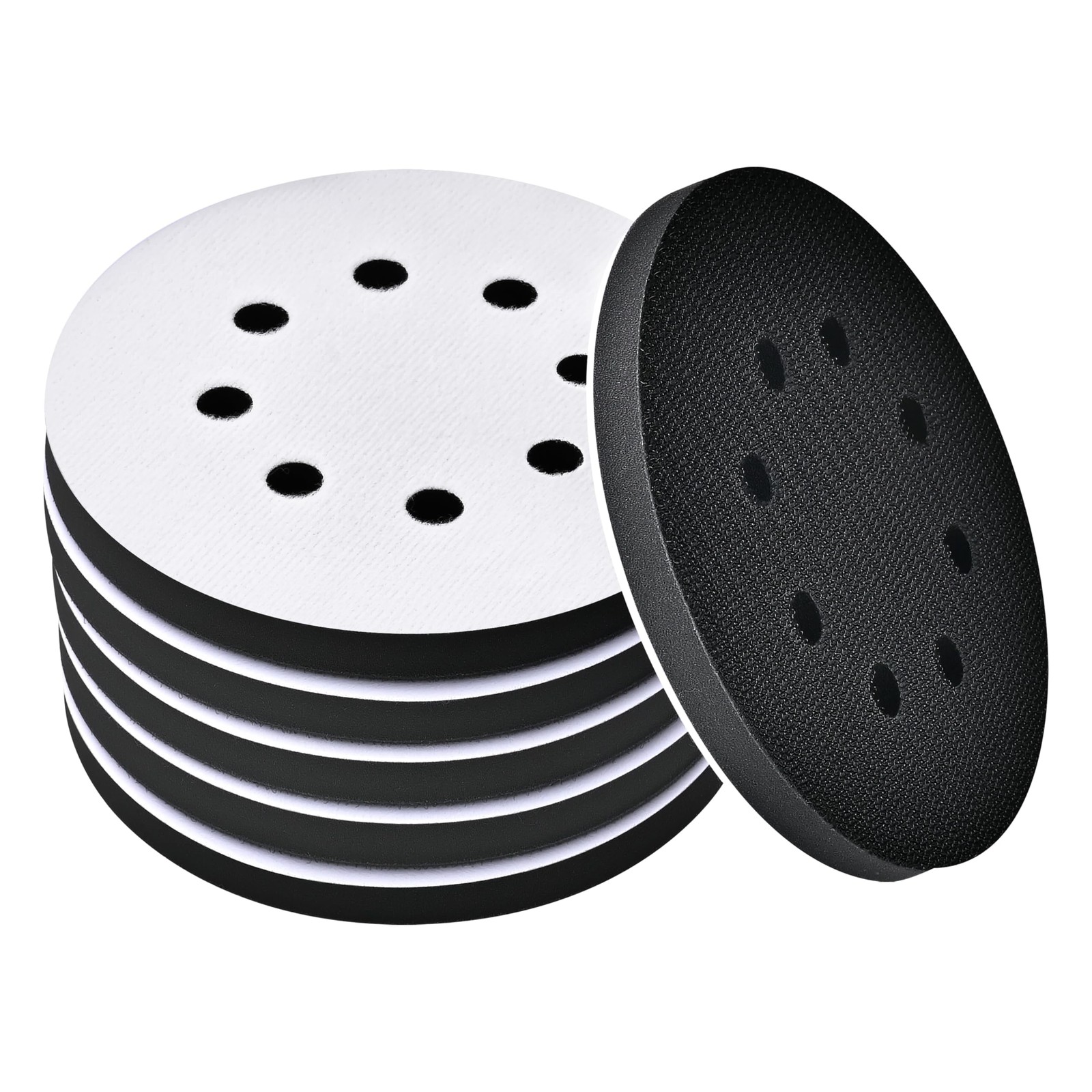 6 Pack 5 Inch 8 Hole Foam Sanding Pads, Soft Density Interface Pad, Hook and …