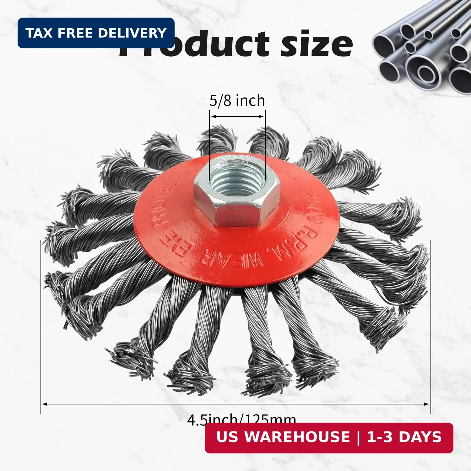 Wire Wheel for 4 1/2 Angle Grinder, 5 Pack 4.5 Inch Twist Knotted Wire Brush for