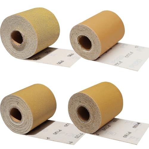 Total 20 Yards 2-3/4″ Wide Continuous Sandpaper Roll Kit – 80 120 180 320 Grit