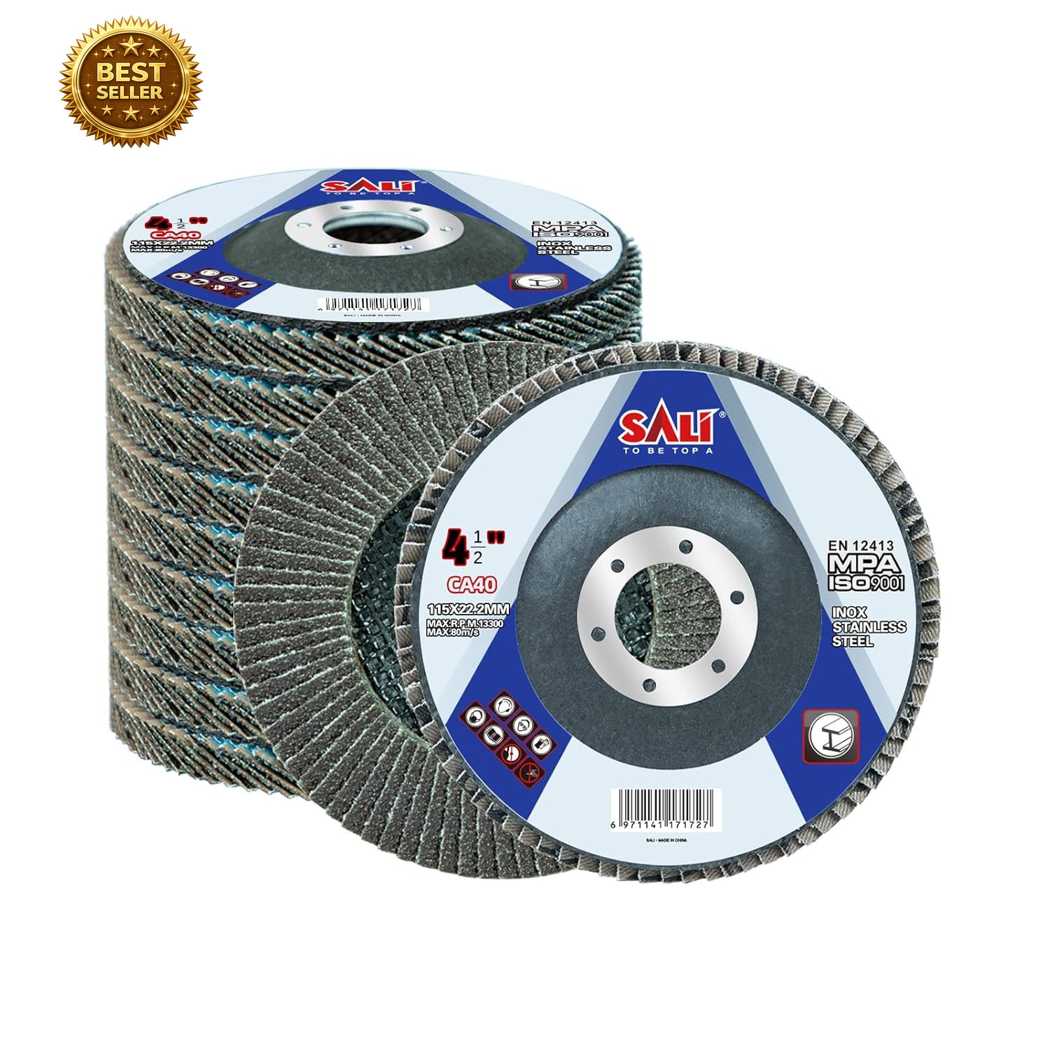 10 Pack 4.5″ Flap Disc 40 Grit 7/8 Inch Bevel Type 29 Grinding Wheel