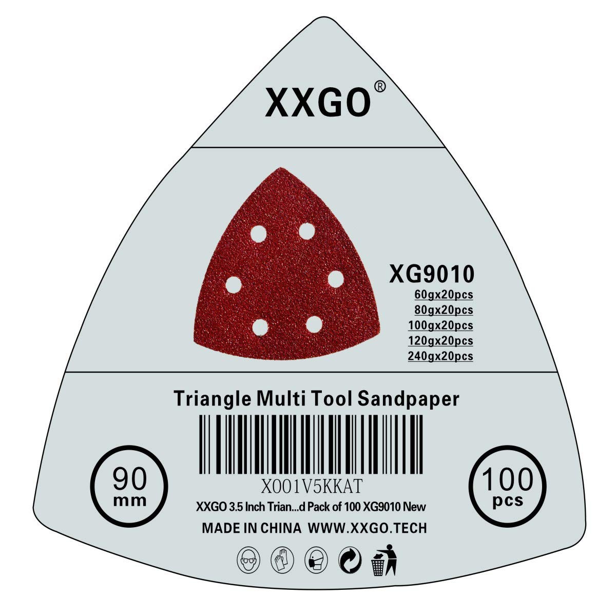 XXGO 100 Pcs 90mm 3-1/2 Inch ” 6 Hole Triangle – 100 Pcs, Maroon