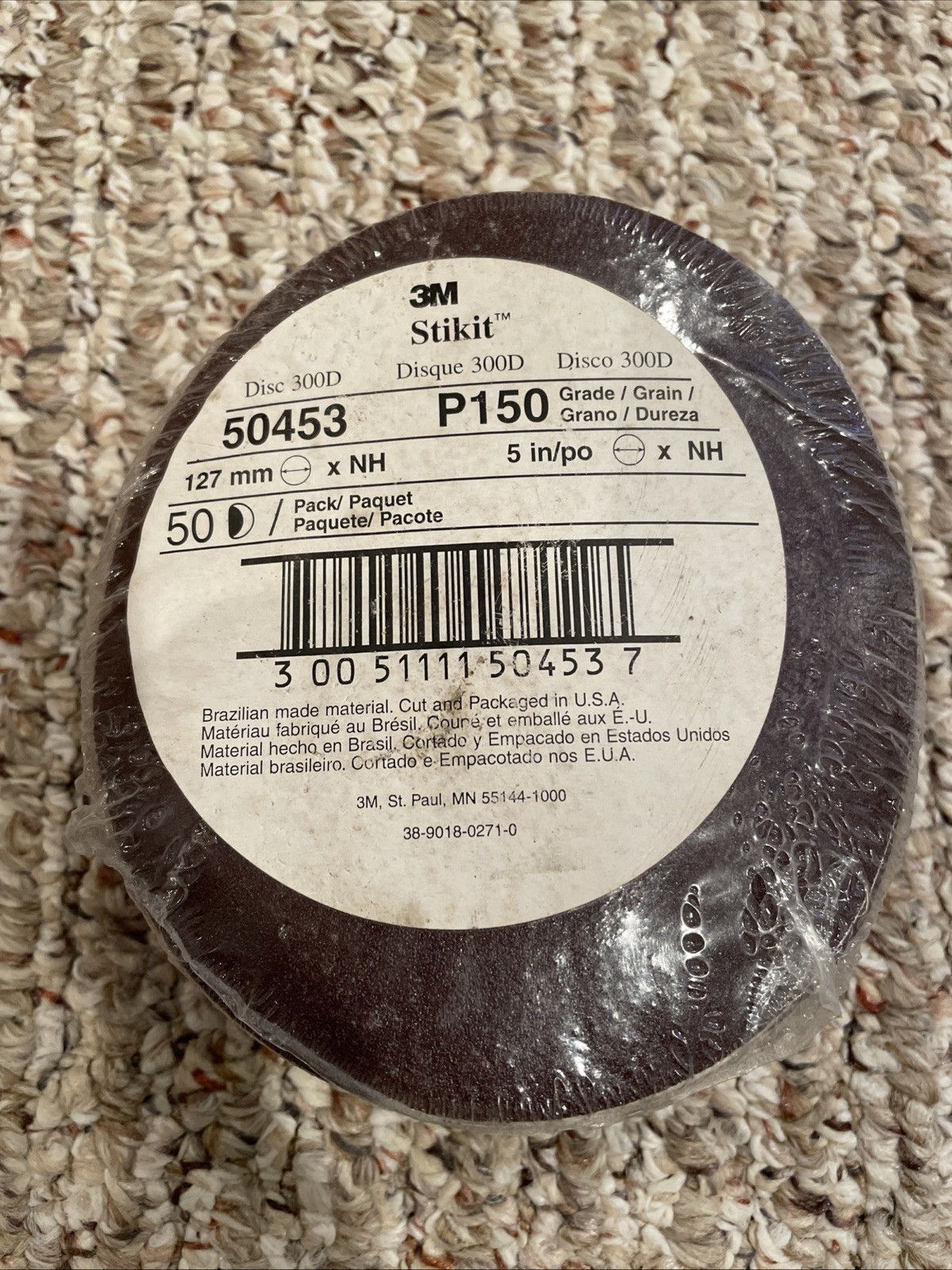 3M 50453 STIKIT 300D SANDPAPER (50) DISCS 5″ DIAMETER P150 GRIT GRADE 127mm