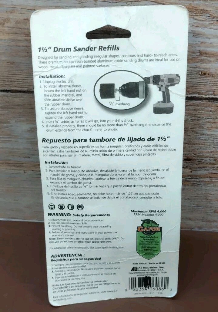 3 Pack Gator Power 1-1/2” Drum Sander Refills 120 Grit # 6086