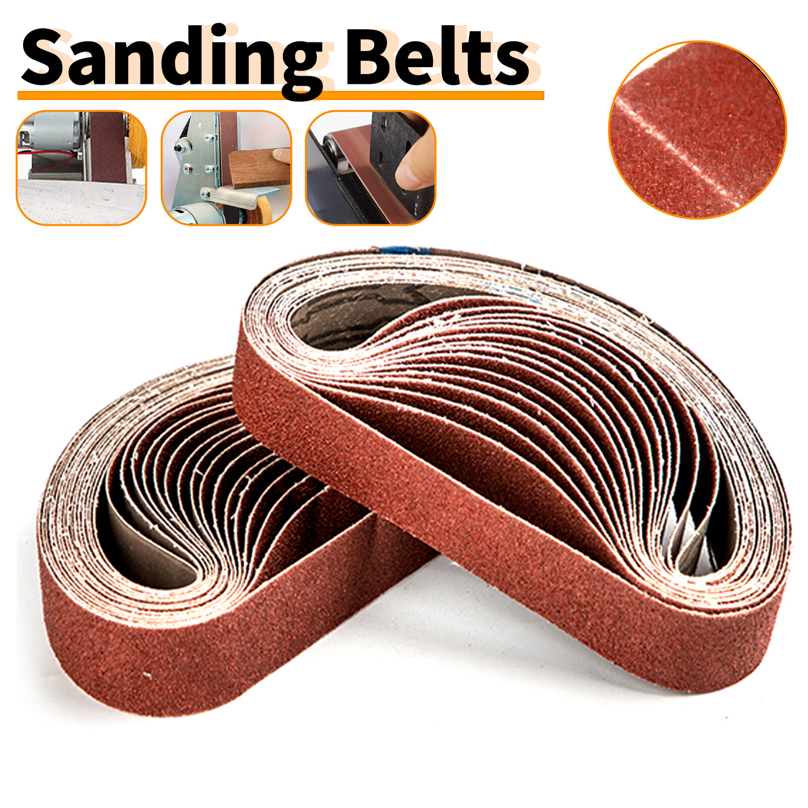 2/10Pc 30*330mm Ceramic Sanding Belts 120/320/800/1000 Grit For Belt Sander Tool