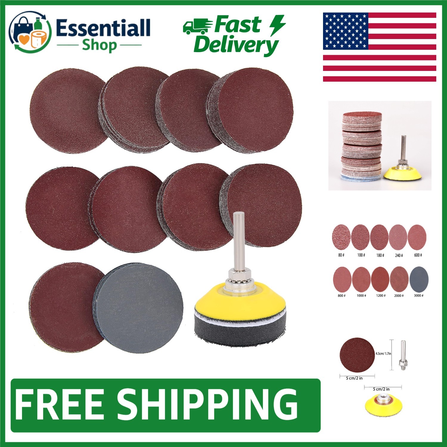 Versatile 2-Inch Sanding Discs Pack: 100 Discs for Grinding & Polishing