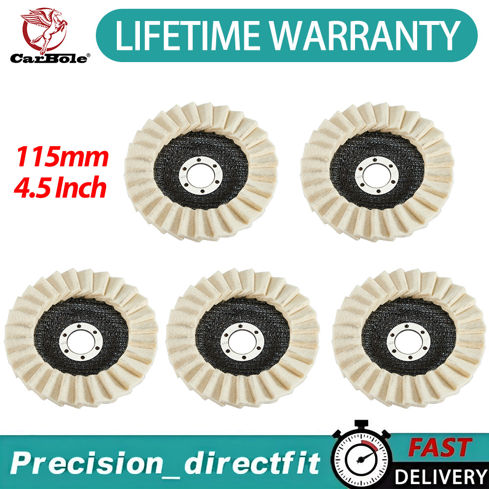 5x 4.5/4.8″ Wool Polishing Wheels Buffer Pads Flap Felt Polishing Finishing Disc