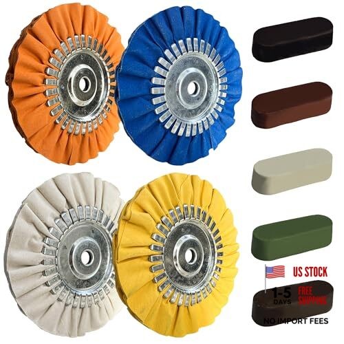 8″ Airway Buffing Wheel Kit – 9Pcs Aluminum Metal Polishing Set with 5/8″