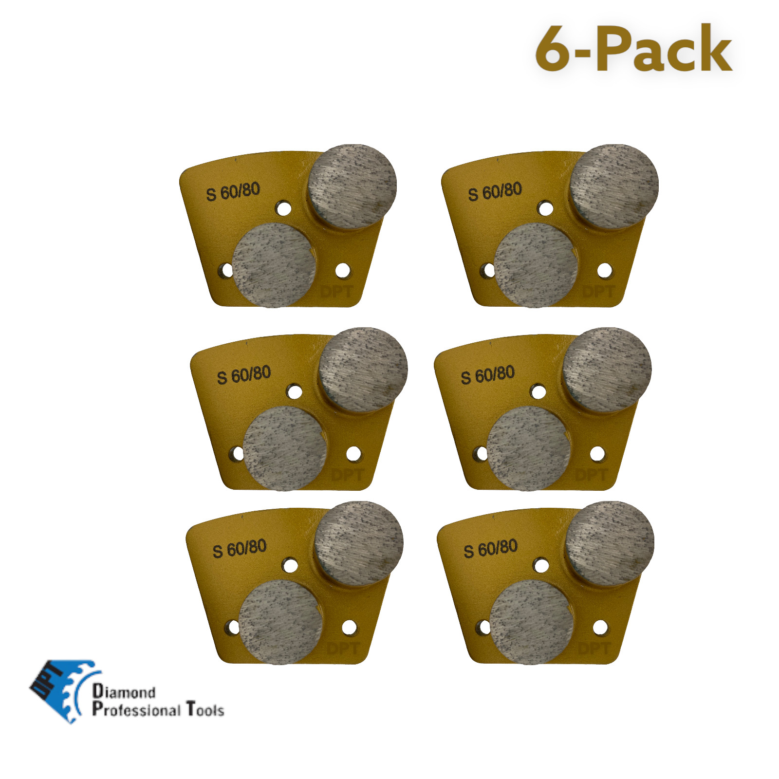 6 Pack Trapezoidal Grinding Discs for Concrete Floor Grinders 60 Grit Soft Bond