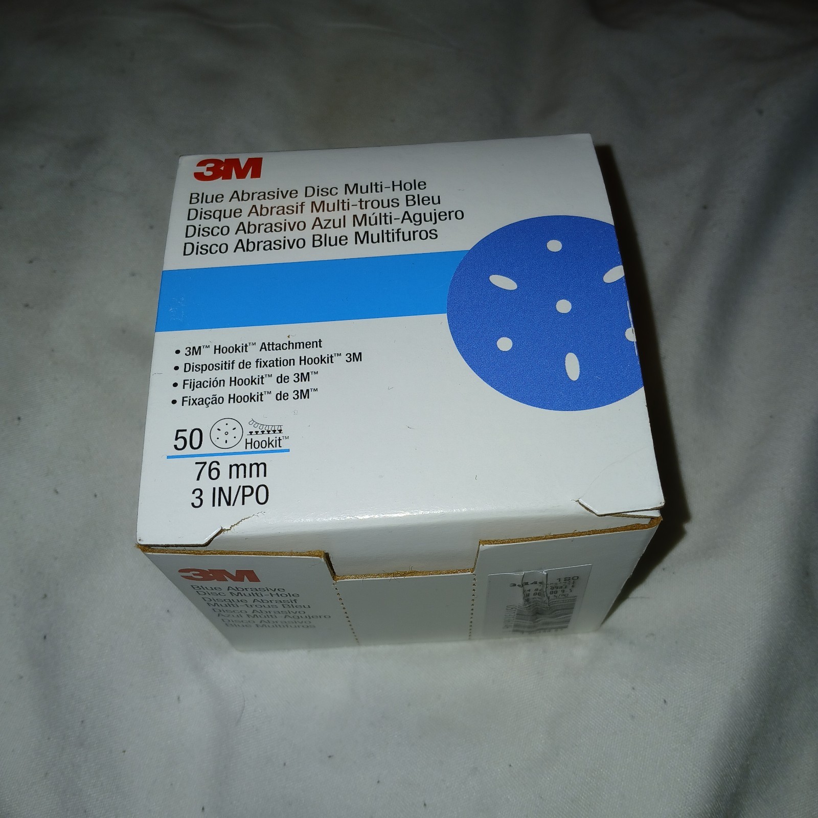 3M-36146 Hookit Blue Abrasive Disc Multi-hole, 3″, 180 Grade (50) New