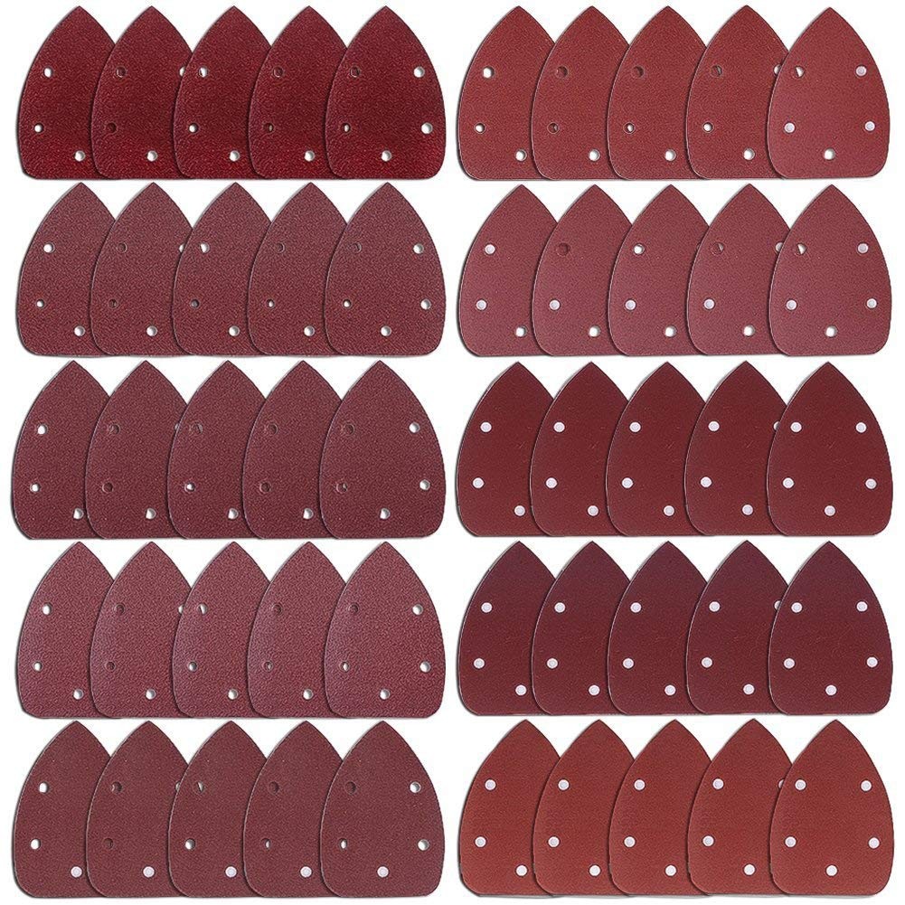 AUSTOR 50 Pieces Mouse Sanding Pads Detail Sander Sandpaper Sanding Paper Sheets