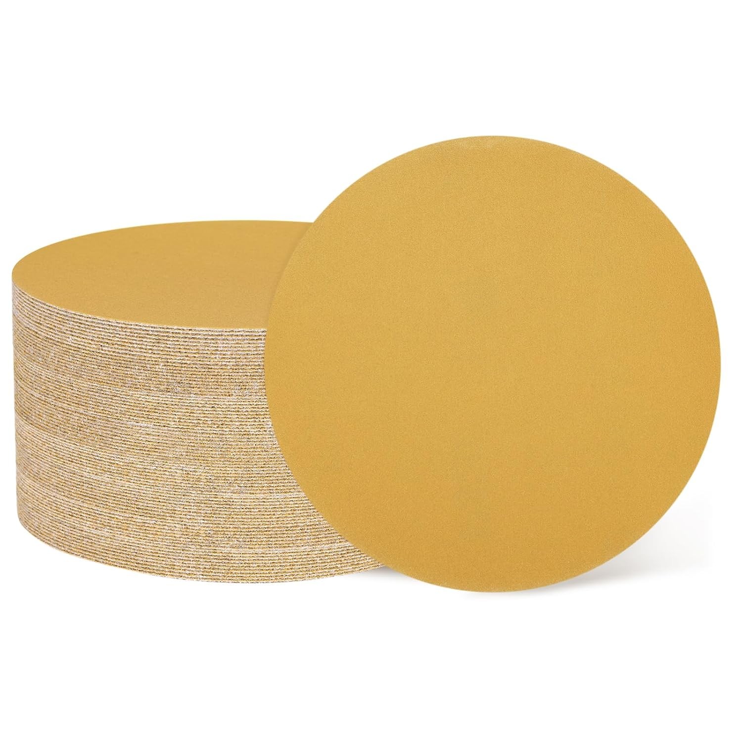 50PCS 5″ Gold Sandpaper 125mm No Hole Hook Loop Sanding Disc 800 Grit Fine Grade