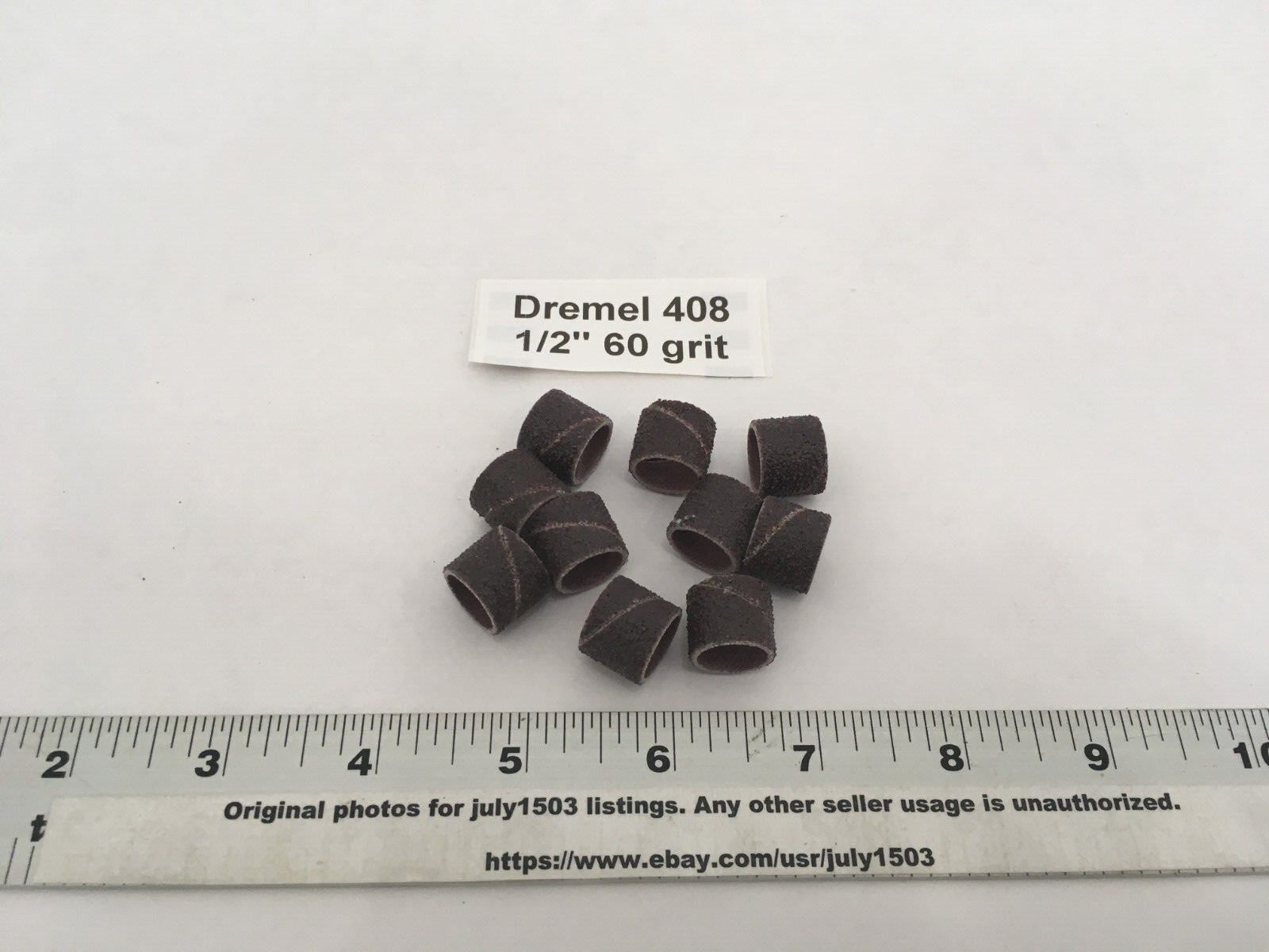 (10) NEW Dremel 408 Sanding Drums – 60 Grit – 1/2″ Rotary Tool Band Sleeve
